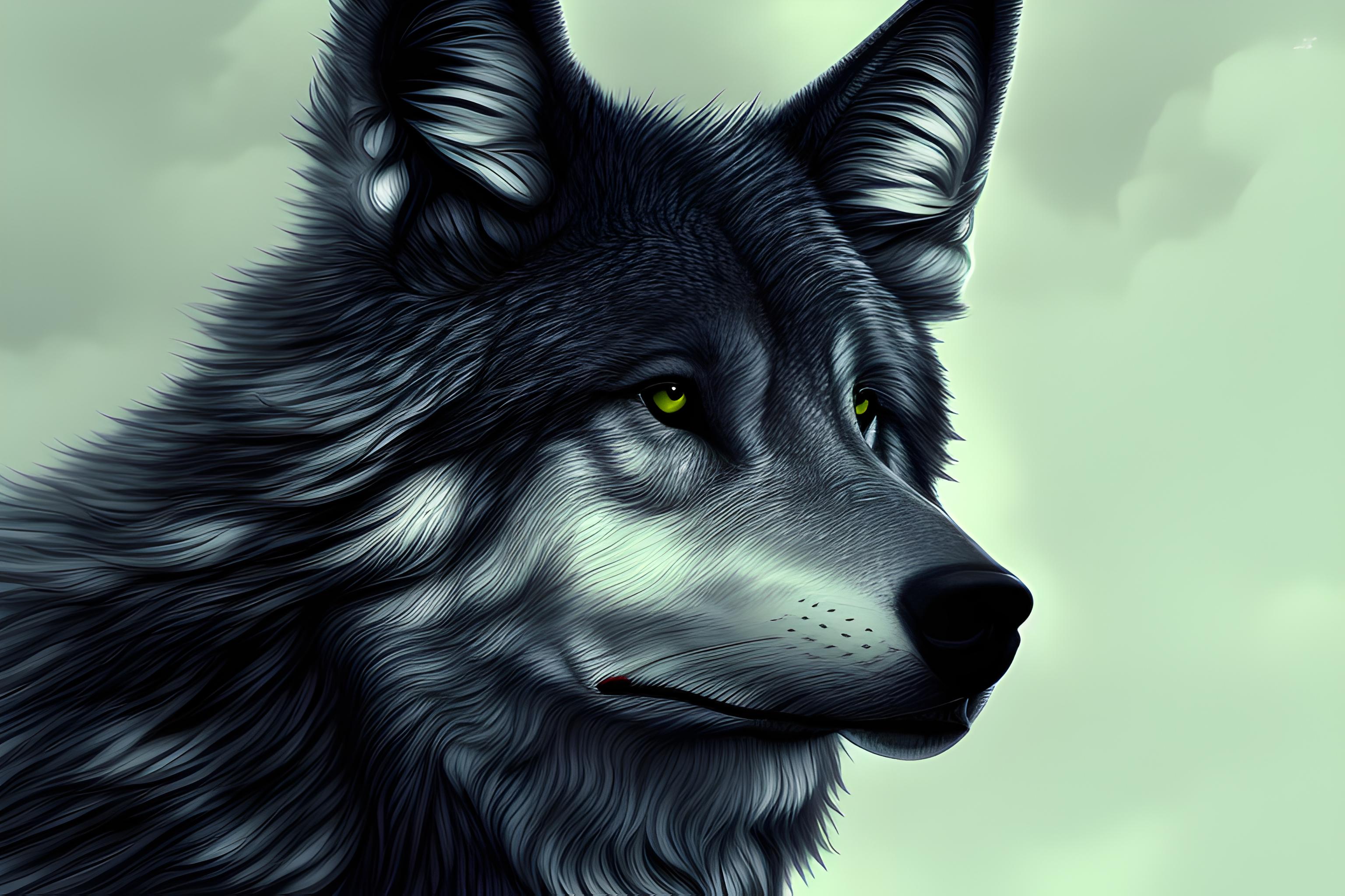 Loup avec un samourail 
